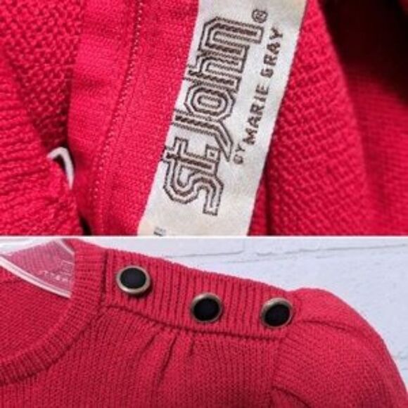 ST. JOHN Vintage Cropped Puff Sleeve Sweater S - Picture 4 of 9